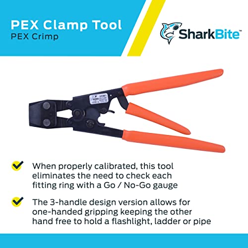 SharkBite PEX Kelepçe Aleti, Turuncu Saplı 3 Saplı Alet, Sıhhi Tesisat Armatürleri, PEX, PE-RT, UC961