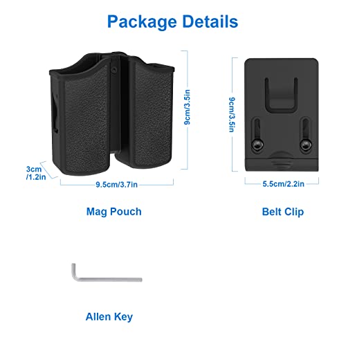 Universal Double Magazine Holder - Lightweight And Durable Double Magazine Pouch For 9Mm/.40/.357/.380 Calibers, Adjustable Mag Pouch For Glock, Taurus, Beretta, Sig, H&K, Cz, S&W, Colt (Belt Clip) #TOP2
