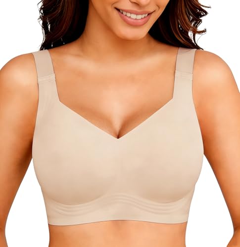 Image of Jelly Bras for Women No Underwire Minimizer Bra Beige, L