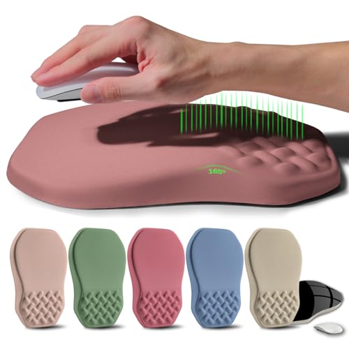 Gleamtide Ergonomic Raised Mouse Pad Wrist Support with Bilateral Slope Memory Foam Mousepad for Wrist Rest and Carpal Tunnel Pain Relief 11.8x7.9〃 Salmon Pink