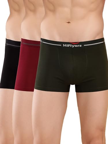 Image of HiFlyers Men's Cotton Spandex Odour-Free, Long Lasting Comfort, All Day Fresh and Confidence Dark Knight Collection Solid Trunks