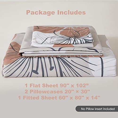 4 Pieces Sheet Set Queen Blush Pink Floral Pattern Bed Sheets Set Elegant Floral Flat Sheet With Fitted Sheet, 2 Pillow Shams Soft Microfiber 14'' Deep Pockets Boho Floral Sheet Set All Season #TOP5