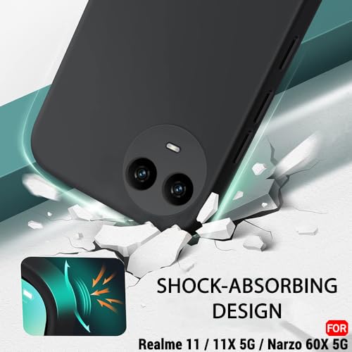 Image of TheGiftKart Genuine Liquid Silicone Back Cover Case for Realme 11 / 11X 5G / C67 5G / Narzo 60X 5G | Soft Micro-Fibre Lining Inside | Camera Protection Bump | Shockproof Back Cover (Silicone, Black)