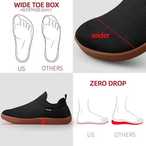 Men's Barefoot Shoes Minimalist Slip on Cross-Trainer Shoes Wide Toe Walking Shoes Zero Drop Sole Trail Running Sneakers Gym Workout Casual3