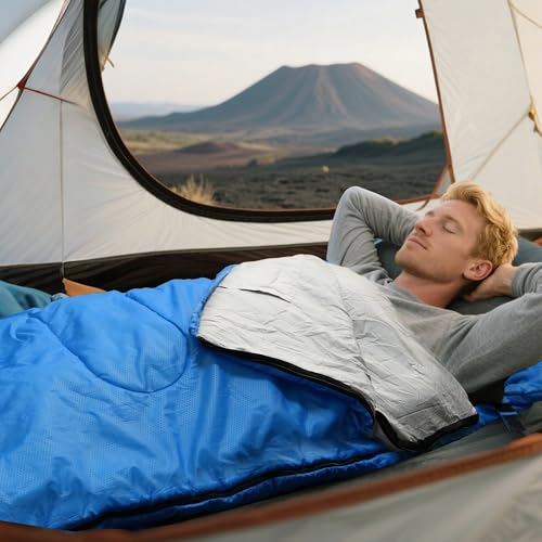 Image of 2-in-1 Detachable Sleeping Bag,Waterproof 4-Season Adult Sleeping Bags w /Removable Cotton Liner - Converts to 2 Lightweight Bags for Camping, Hiking, Travel