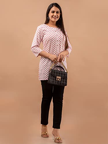 Image of feranoid Women Cotton Printed Straight Short Kurti