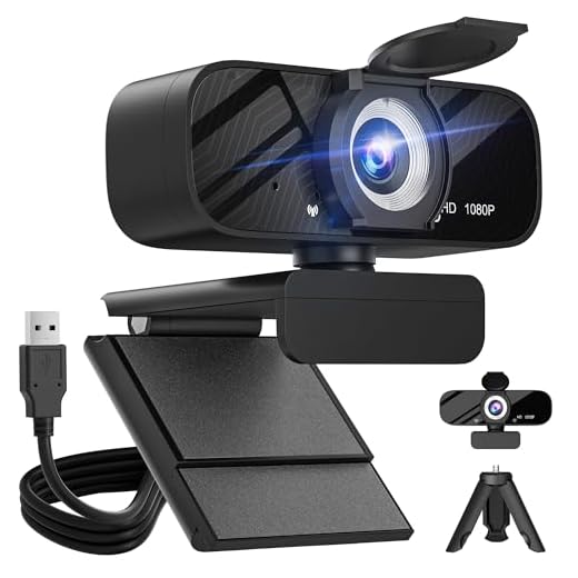 Cámara web con micrófono para escritorio, cámaras de computadora USB HD de 1080P con cubierta de privacidad y trípode de cámara web, cámara web de transmisión con cámara web flexible giratoria de gran