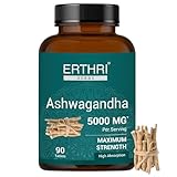 ERTHRI Ashwagandha Tablets 5000mg- 90 Count, Indian Ginseng, Ashwagandha Ayurvedic Supplement, Vegan & Paraben Free, No Preservative, Non-GMO - 90 Tablets (Pack of 1)