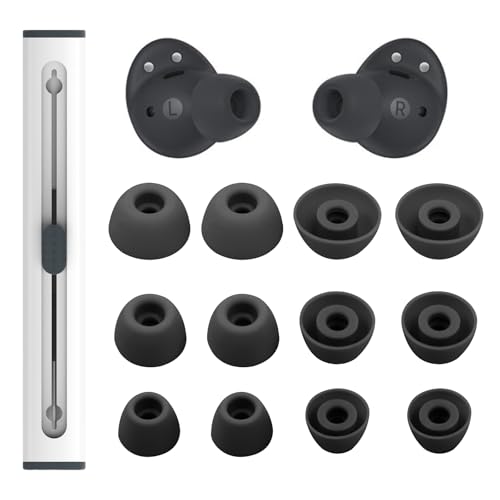 hopopower 6 Pairs Replacement Silicone Eartips for Samsung Galaxy Buds 2 Pro Headphones S/M/L 3 Size Ear Tips Buds Wing Tips Fit in Case Compatible with Galaxy Buds 2 Pro (Graphite)