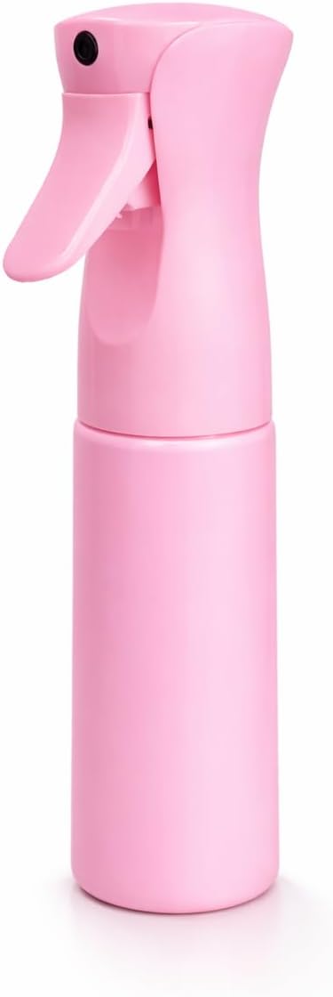 Hula Home Continuous Spray Bottle for Hair (10.1oz/300ml) Empty Ultra Fine Plastic Water Mist Sprayer – For Hairstyling, Cleaning, Salons, Plants, Essential Oil Scents & More - Pink