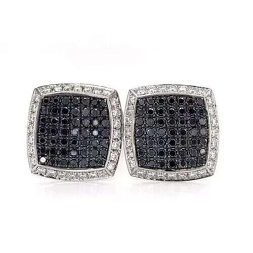 Mancuerna hombre con diamante simulado negro 2.00CT plata 925 miniatura 1