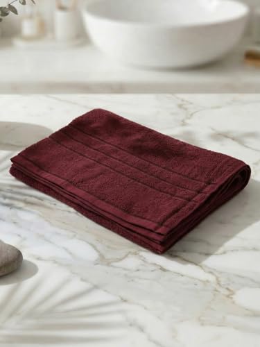 Image of Monte Carlo Essential 100% Cotton Bath Towel | 340 GSM Ultra Lightweight & Quick Dry | Soft Absorbent Large Towel 75x150 cm | Skin Friendly Daily Use Bathroom Towel for Men & Women (Soho) | Wine Red