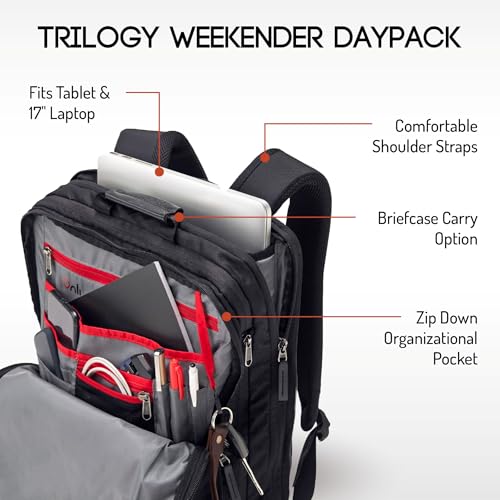 Trilogy Weekender Daypack I Opens like a suitcase, for easy packing. Expands into a 22-liter weekender bag. Hidden under sling holds yoga mat or sleeping bag, and doubles as a rear cover (Black)2