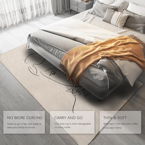 Tapis salon vert sauge abstrait pour créer une ambiance chambre cocooning
