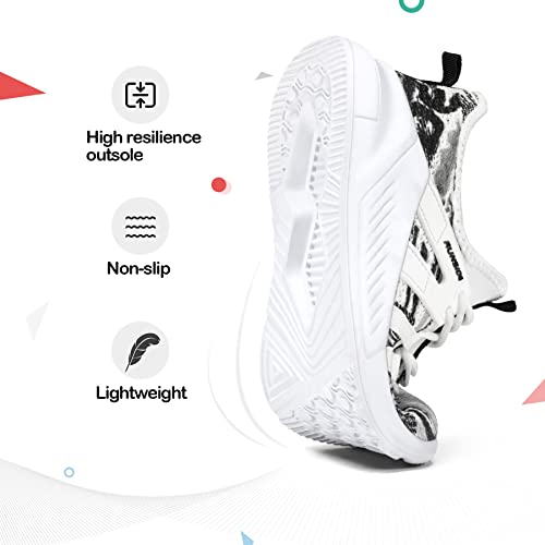 Runside Boys Girls Tennis Shoes Kids Lightweight Breathable Sneakers Lace-Up Running Athletic Shoes For Toddler/Little Kid/Big Kid Camouflage Grey #TOP3