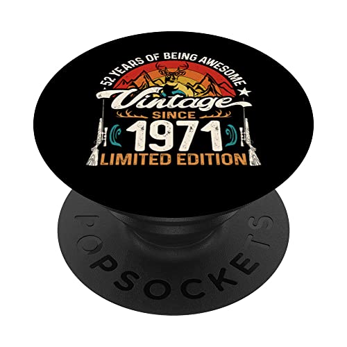 Vintage 1971 – 52 años cazador de ciervos caza 52 cumpleaños PopSockets PopGrip Intercambiable
