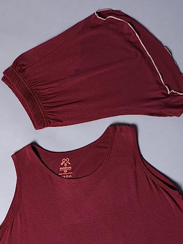 Image of Evolove Women's Micro Modal Round Neck Sleeveless Night Suit /Top & Short Set Super Soft Comfortable (Modal-Shorts Set)