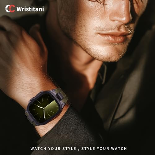 Image of Wristitani Leather Bands Compatible with Apple Watch Band 49mm 46mm 45mm 44mm for Men, Metal Connector & Genuine Leather Straps for iWatch Ultra3 /2 /1 SE3 /2 /1 Series 11 10 9 8 7 6 5 4 [NO Watch and Case]