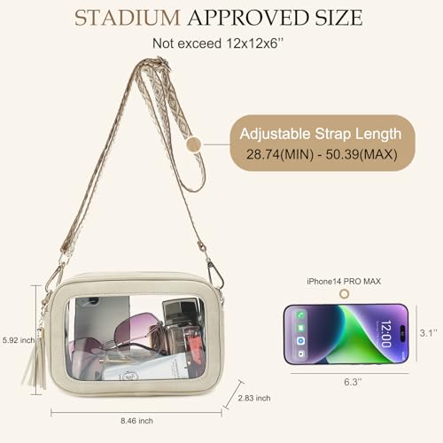 LOXOMU Clear Crossbody Bag Stadium Approved - Waterproof Clear Purses for Women Stadium Bag with Adjustable Guitar Strap2