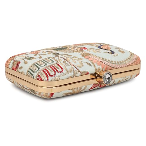 Image of LONGING TO BUY Hand Crafted Designer Box Clutch - Zari Embroidery For Women
