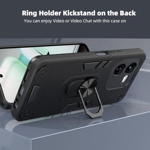 Image of Armor iQOO Z9x 5G Defender Case | Rotating Ring Holder & Kickstand in-Built | Military Grade Armor | 360 Degree Protection Back Cover for iQOO Z9x 5G / Y37 Pro 5G / Y37 Pro 5G (Black)
