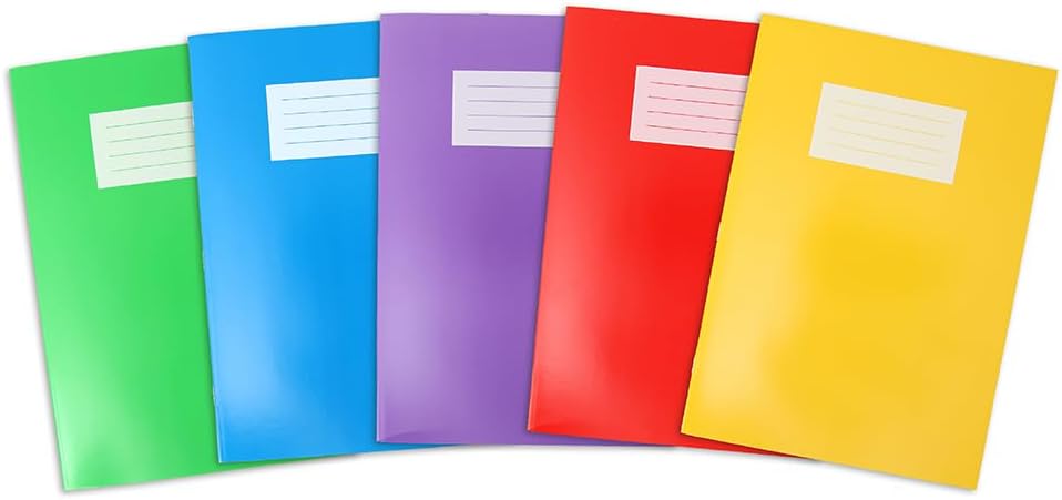 Oxford A4 Premium Exercise Books, 80 Pages, Pack of 5, Assorted Colours, 80GSM, 8 mm Ruled and Margin