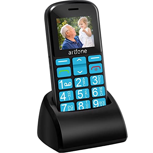 artfone Téléphone Portable pour Personnes âgées sans contrat - Double SIM - pour Personnes âgées - Grand Bouton - avec Bouton d'appel d'urgence