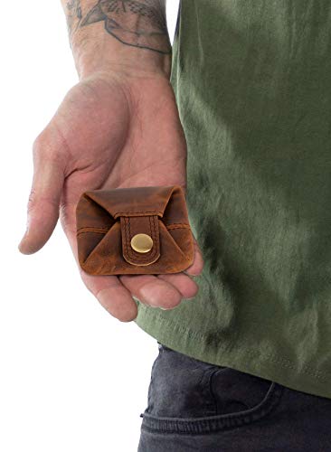 Leather Coin Pouch Change Holder Mini Pocket Wallet For Men, Vintage Brown (Pack Of 1) #TOP1
