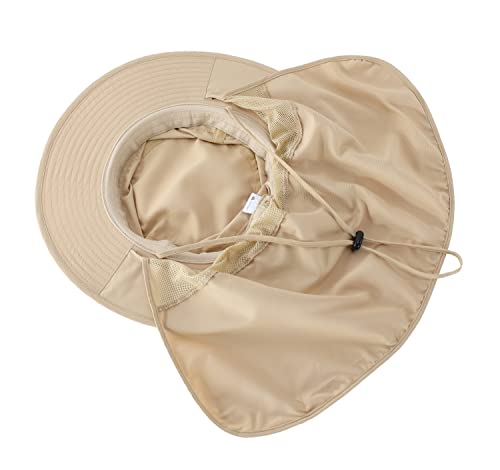 Image of Home Prefer UPF50 Mens Sun Hat with Neck Flap Quick Dry UV Protection Cap Womens Wide Brim Fishing Hat Neck Flap Beach Garden