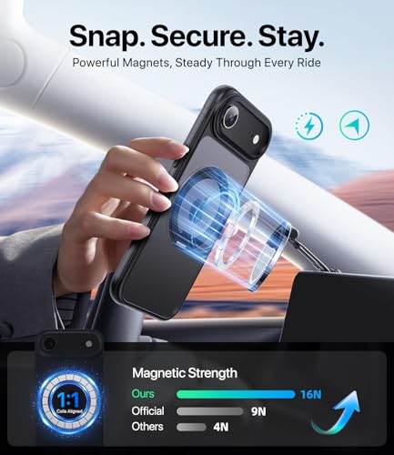 Image of for iPhone Air Case, Compatible with MagSafe, Slim Shockproof Military-Grade Rugged Protective Case with Stand, Camera Control, Comfort Grip (A-Black, iPhone Air)