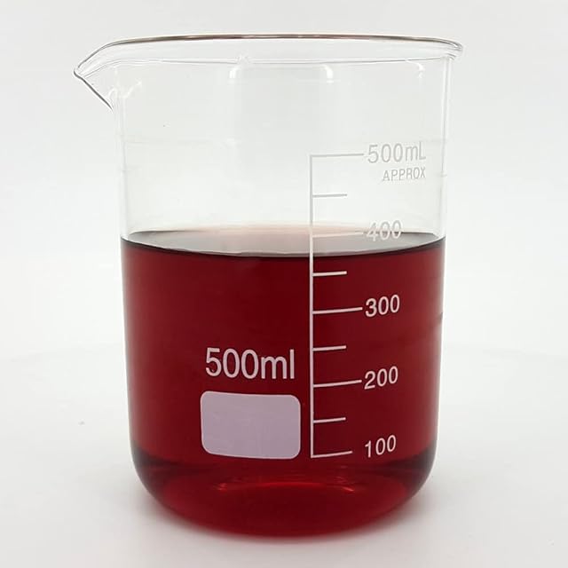 Borosilicate Glass Beaker 500ML Laboratory Glassware Boro 3.3 Low Form, Ideal for The Lab, Workshop, Kitchen or Bar