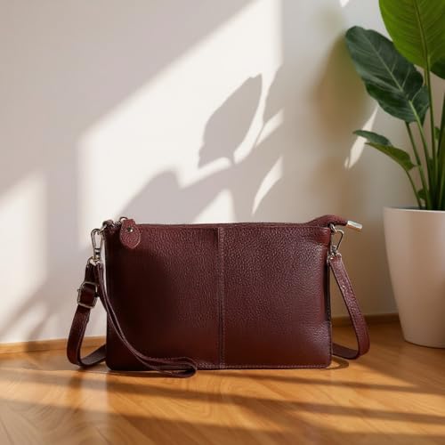 Image of befen Genuine Leather Wristlet Clutch Wallet Purses Small Crossbody Bags for Women with RFID Blocking Card Slots