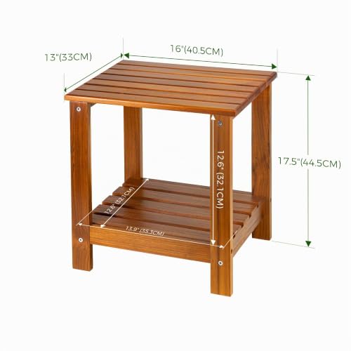 Mesa de centro de madera de 2 estratos Utoplike para jardín y salón 4