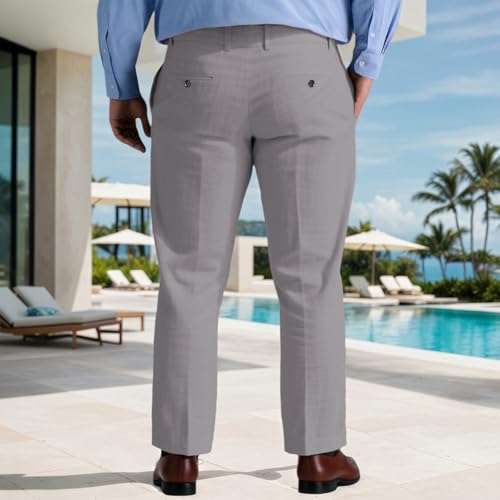 GATMSTZ Big and Tall Men's Premium Stretch Tailored Fit Suit Pants Gray 48WX32L3