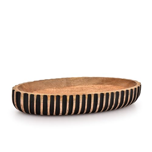 Kimona Ciotola Decorativa in Legno per Centrotavola, Decorazioni da Tavolo, Ciotola Lunga Decorativa in Legno per Centrotavola (35,56 cm x 15,24 cm x 5,84 cm)
