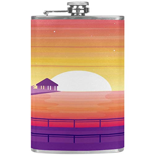 Flasque à whisky palmier violet en cuir durable avec entonnoir
