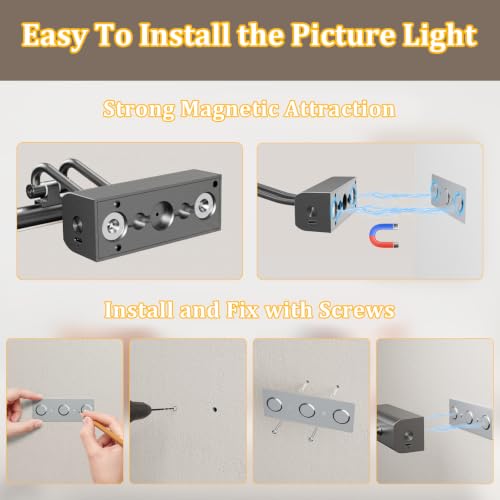 Image of Battery Operated Picture Light for Wall, Grey, 13.8 inch, Remote Control | 4000mAh Cordless,Grey Wall Light, Magnetic for Easy to Charge,Timers, Display for Gallery Living Room Bedroom