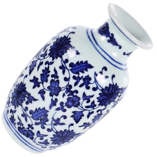 Cabilock Jarrón Cerámica Azul Estilo Chino para Decoración Mesa y Salón Florero Decorativo Delicado y Duradero Centro De Mesa para Flores
