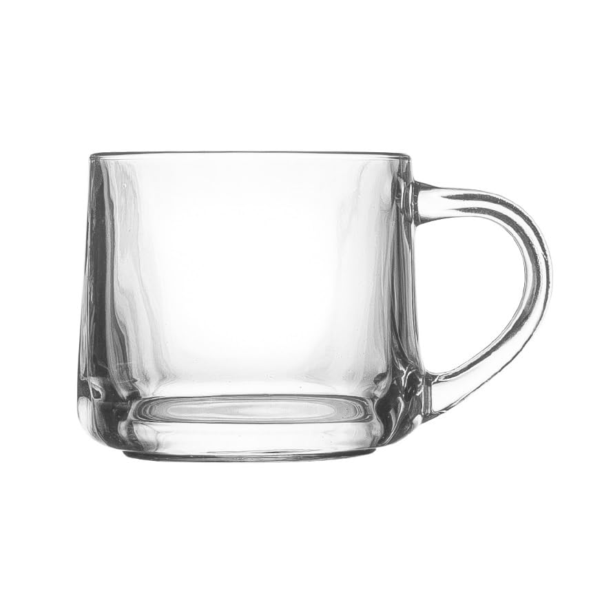 Vasos de agua y café latte en vidrio grueso resistente con asa