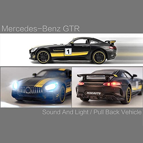 Image of 1:32 AMG GTR Toy Car Die Cast Metal Toy Car for Kids Light Soun Pull Back Openable Door