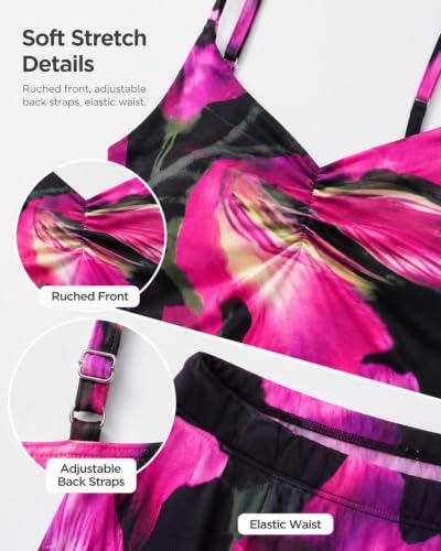Image of Two Piece Skirt Set Women Maxi Long Skirt and Top Outfit | Soft stretchy 5 pc, slim bodycon, adjustable spaghetti straps, ruched crop tank, elastic waist, going out, beach vacation