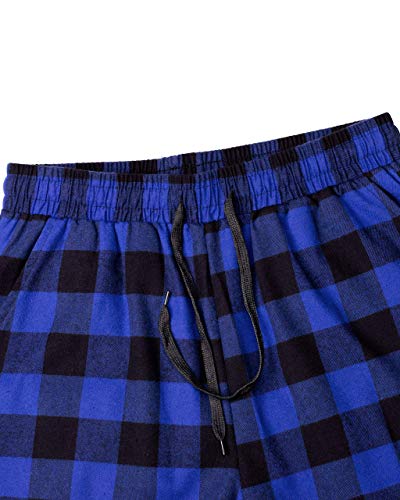 Image of Mens Flannel Pajama Pants Plaid Heavyweight Cotton PJs Bottoms Sleepwear | Soft Cozy with Pockets, Elastic Waistband Drawstring, Adjustable Length, Casual Checkered Lounge Pant, for Home Holiday Daily