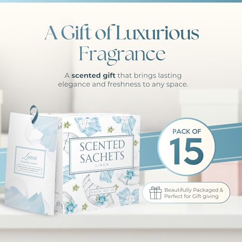 Image of 15 Pack Fresh Linen Sachets for Drawers and Closets, Scented Sachets for Drawers, Closet Freshener Sachet for Drawers to Refresh Any Space, Fresh Linen Sachet Bags, Scented Drawer Fresheners