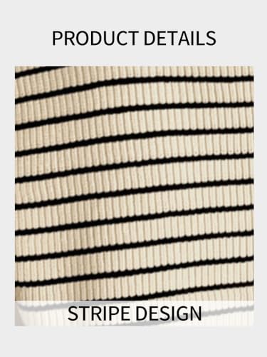 Image of Women's Casual Sleeveless Striped Pullover Sweaters V Neck Lapel Sweater Vests 2025 Fall Clothes