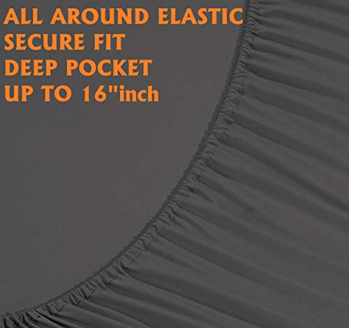 Elegant Comfort Luxury Soft Bed Sheets 1500 Premium Hotel Quality Microfiber Softness Wrinkle and Fade Resistant (6-Piece) Bedding Set, Full, Platinum Grey