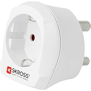 SKROSS 1.500201-E Europe to South Africa Bescherming tegen elektrische schokken – KID SAFE. Reisadapter Type C-aansluiting (Eurostekker).,wit