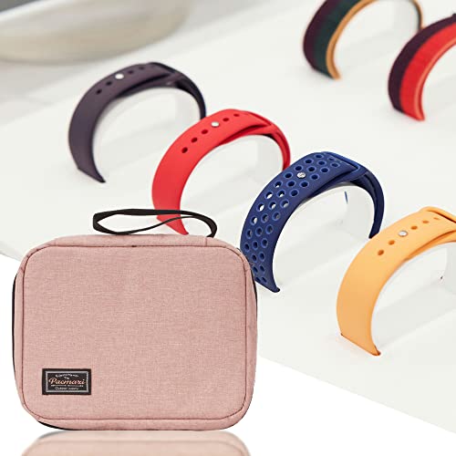 Image of PACMAXI 20 Watch Bands Storage Carrying Case Compatible with Watches,Expandable Watch Band Holder Stores 20 Watch Bands Fit for Most Sizes of Watch Straps,Organizer for Watch Bands, Bag Only (Pink)