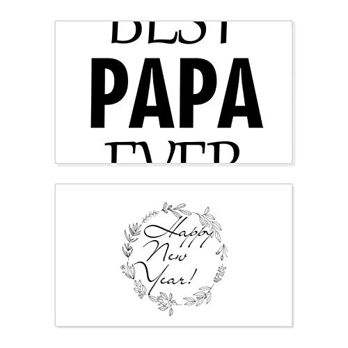 Tarjeta para el Día del Padre con mensaje «Best Papa Ever» y motivos de año nuevo