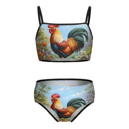 Rooster Girls Swimsuits Two Piece Bikini Sets Beach Sport Swimwear Bathing Suit - Main Image