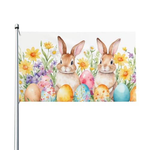 Diverse dimensioni: 180 x 120 cm, 150 x 90 cm, 90 x 60 cm, una bellissima bandiera da giardino con coniglietto pasquale, uova, fiori primaverili è perfetta per venti deboli o decorazione per interni, come in soggiorno, giardino, cortile e così via, per esprimere il tuo orgoglio e profondo amore per il tuo paese!